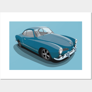 karmann ghia in blue Posters and Art